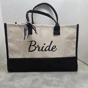 Bride Canvas Tote - Black and Cream 2 Handles